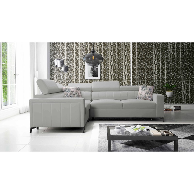 Arco II Corner Sofa with Sleeping Function - Velvet, Mono 244 - The Perfect Combination of Style and Comfort