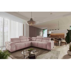 Verona III corner sofa with sleeping function in Velvet fabric, Vena 10 – elegance and functionality in one piece of furniture