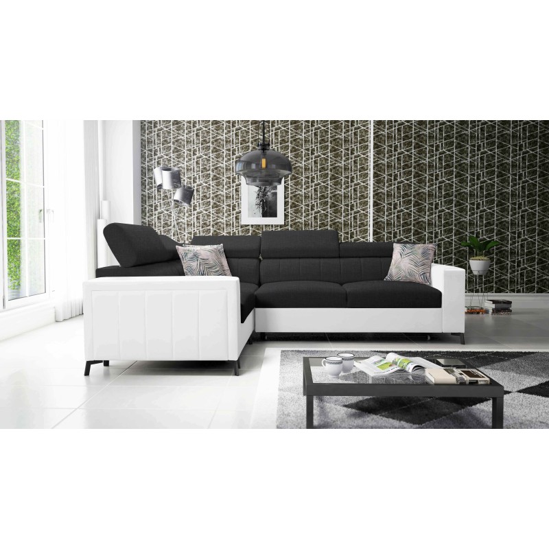 Arco II Corner Sofa with Sleeping Function - Plecionka, Sawana 14 + Eco-leather - An Excellent Combination of Style and Comfort
