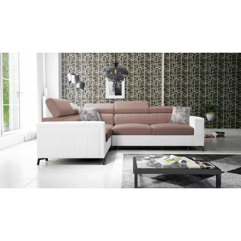 Arco II Corner Sofa with Sleeping Function - Woven Fabric, Sawana 25 + Eco-Leather - An Excellent Combination of Style and Comfo