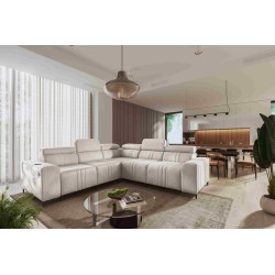 Verona III corner sofa with sleeping function in Velvet fabric, Vena 9 – elegance and functionality in one piece of furniture.