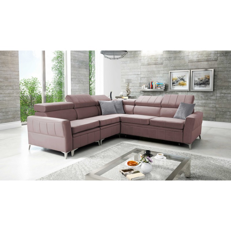 Luxury Corner Sofa Modena IV with Sleeping Function – Velvet, Amor Velvet 4308
