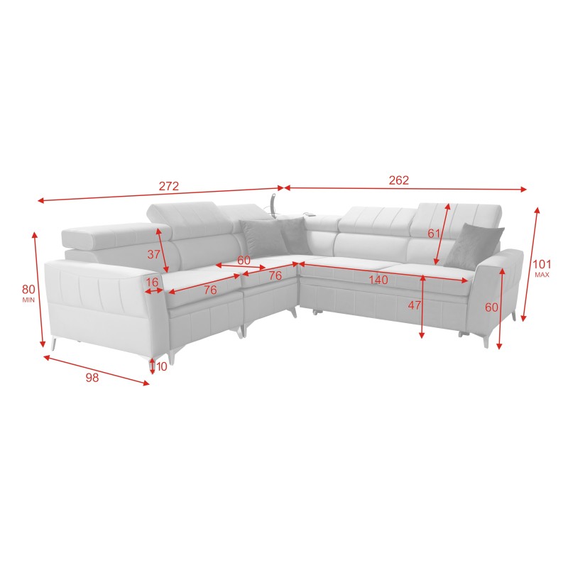 Luxury Corner Sofa Modena IV with Sleeping Function – Velvet, Amor Velvet 4301 Luxury Corner Sofa Modena IV with Sleeping Function – Velvet, Amor Velvet 4301