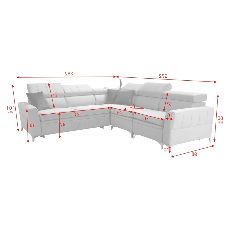 Luxury Corner Sofa Modena IV with Sleeping Function – Velvet, Amor Velvet 4309 Luxury Corner Sofa Modena IV with Sleeping Function – Velvet, Amor Velvet 4309