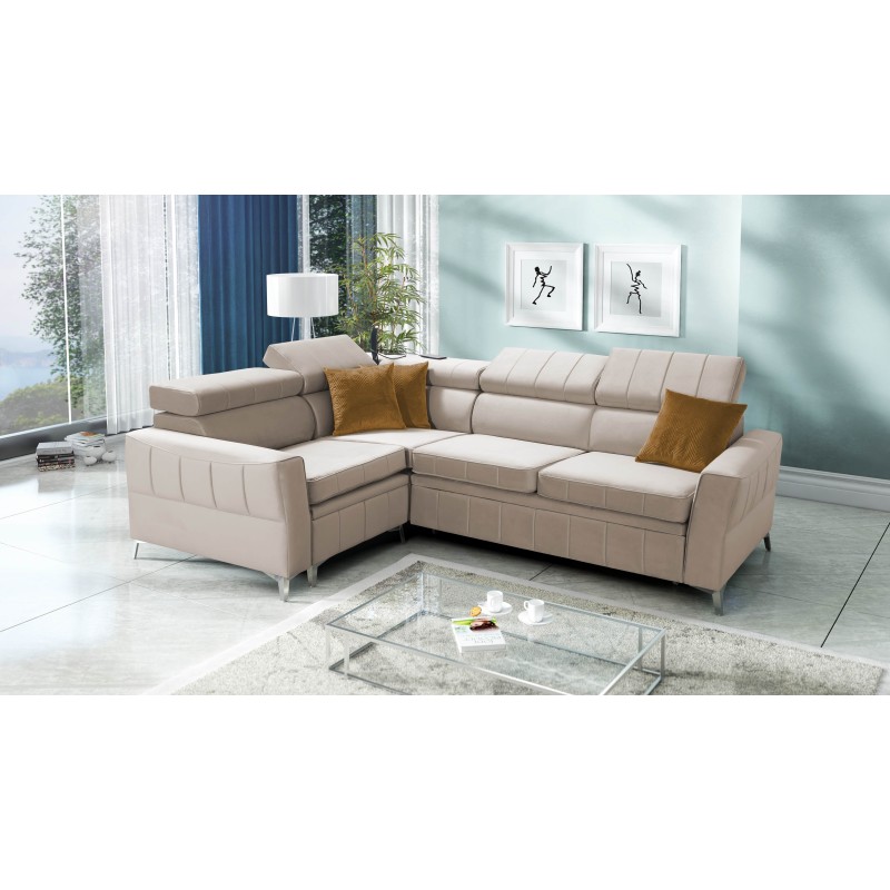 Modena II Corner Sofa with Sleeping Function in Velvet Fabric, Amor Velvet 4303 | The perfect combination of style and functiona Modena II Corner Sofa with Sleeping Function in Velvet Fabric, Amor Velvet 4303 | The perfect combination of style and functiona