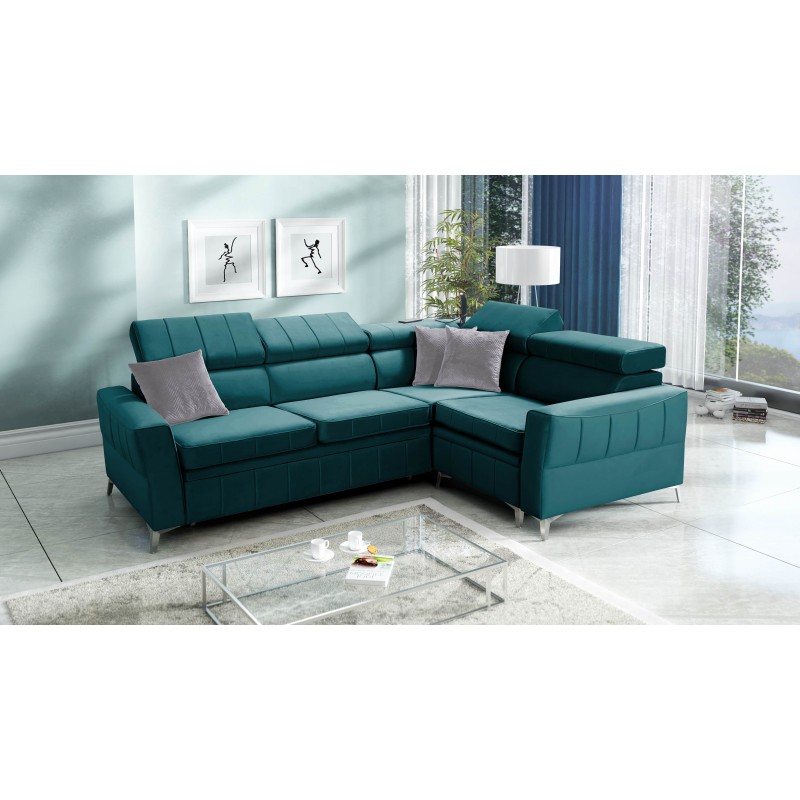 Modena II corner sofa with a sleeping function in Velvet fabric, Amor Velvet 4312 | The perfect combination of style and functio