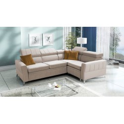 Modena II Corner Sofa with Sleeping Function in Velvet Fabric, Amor Velvet 4303 | The perfect combination of style and functiona