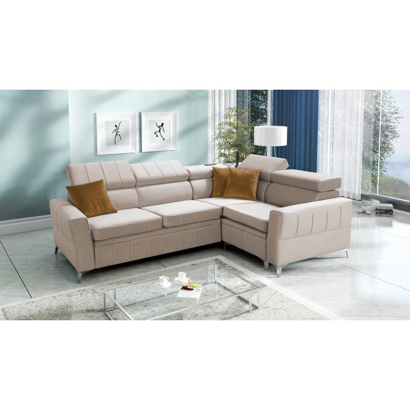 Modena II Corner Sofa with Sleeping Function in Velvet Fabric, Amor Velvet 4303 | The perfect combination of style and functiona Modena II Corner Sofa with Sleeping Function in Velvet Fabric, Amor Velvet 4303 | The perfect combination of style and functiona