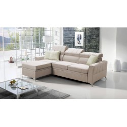 Modena I Corner Sofa with Sleeping Function - Velvet, Amor Velvet 4303 | Your Place of Comfort