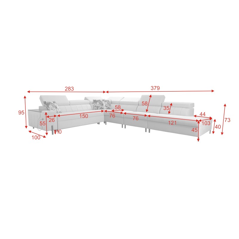 Ecksofa Zetta IX mit Schlaffunktion und Bar - Velvet, Jaguar 2162 | Luxuriöses und funktionales Möbelstück Ecksofa Zetta IX mit Schlaffunktion und Bar - Velvet, Jaguar 2162 | Luxuriöses und funktionales Möbelstück