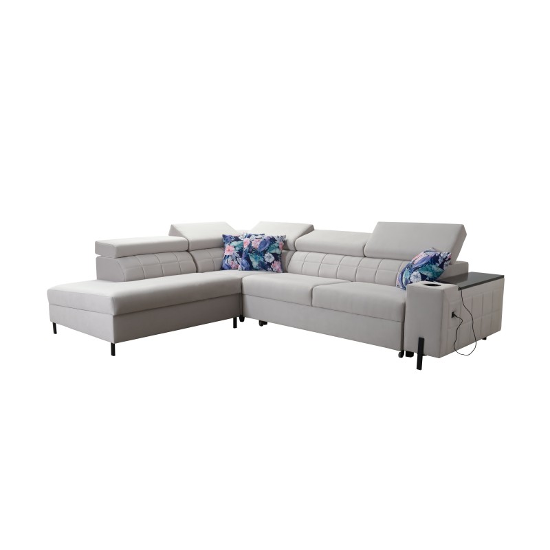 Zetta III corner sofa with sleeping function and USB port - Velvet, Jaguar 2180 Zetta III corner sofa with sleeping function and USB port - Velvet, Jaguar 2180