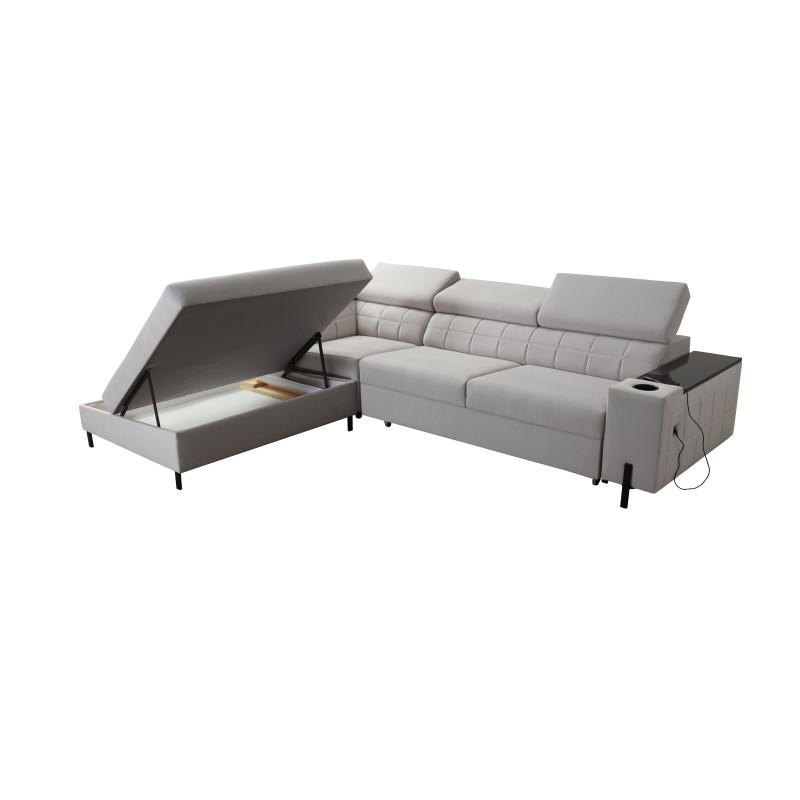 Zetta III corner sofa with sleeping function and USB port - Velvet, Jaguar 2180 Zetta III corner sofa with sleeping function and USB port - Velvet, Jaguar 2180