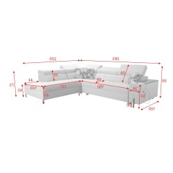 Zetta III corner sofa with sleeping function and USB port - Velvet, Jaguar 2180 Zetta III corner sofa with sleeping function and USB port - Velvet, Jaguar 2180