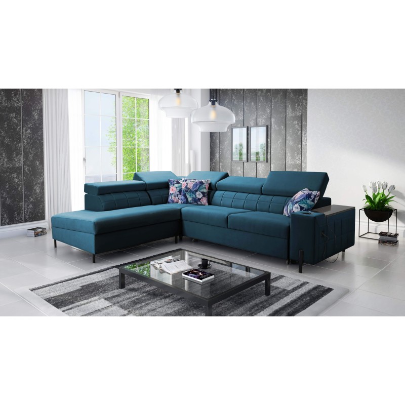 Zetta III corner sofa with sleeping function and USB port - Velvet, Jaguar 2175 Zetta III corner sofa with sleeping function and USB port - Velvet, Jaguar 2175