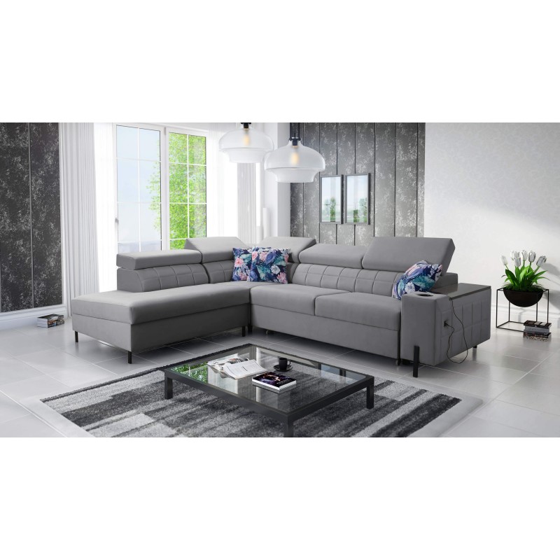 Zetta III corner sofa with sleeping function and USB port - Velvet, Jaguar 2167 Zetta III corner sofa with sleeping function and USB port - Velvet, Jaguar 2167
