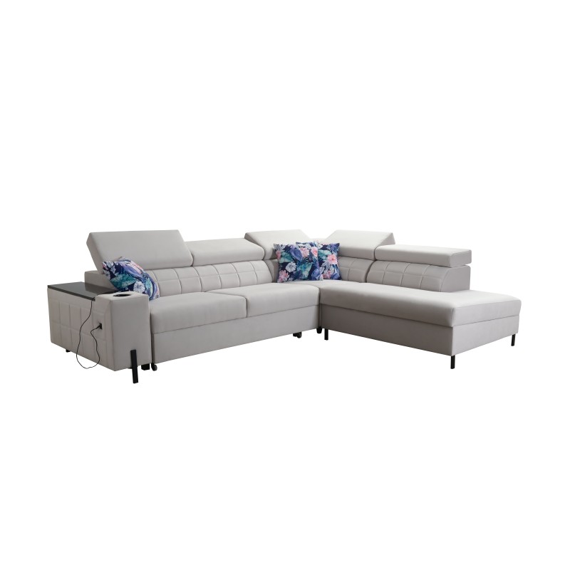 Zetta III corner sofa with sleeping function and USB port - Velvet, Jaguar 2180 Zetta III corner sofa with sleeping function and USB port - Velvet, Jaguar 2180