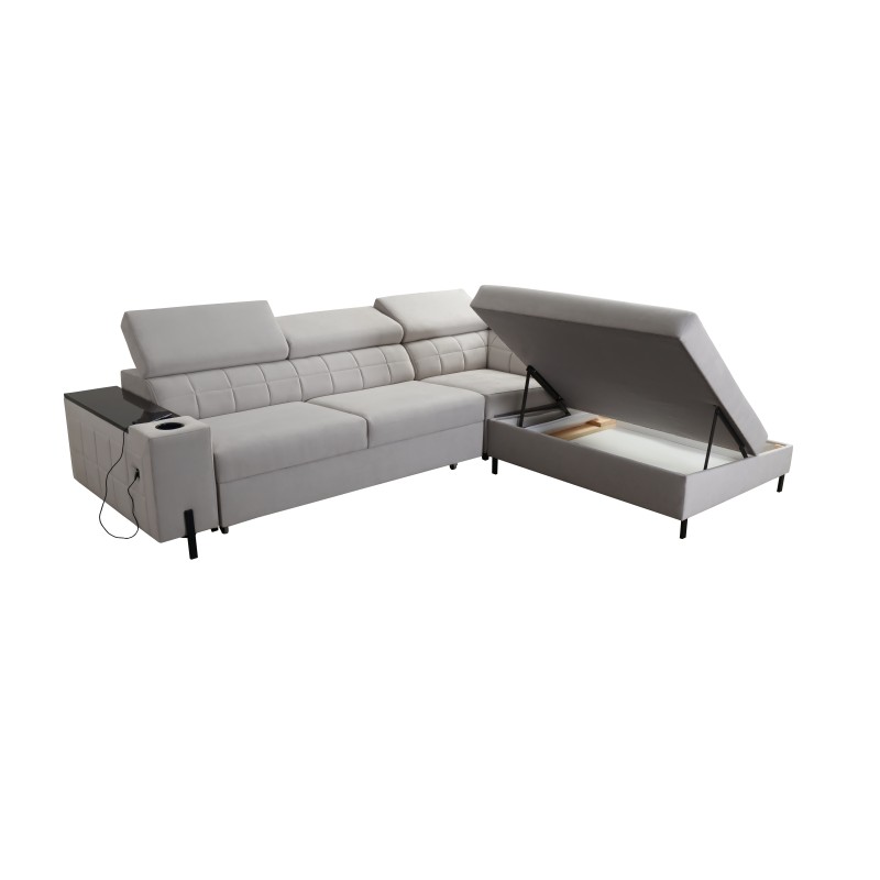 Zetta III corner sofa with sleeping function and USB port - Velvet, Jaguar 2180 Zetta III corner sofa with sleeping function and USB port - Velvet, Jaguar 2180