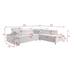 Zetta III corner sofa with sleeping function and USB port - Velvet, Jaguar 2180 Zetta III corner sofa with sleeping function and USB port - Velvet, Jaguar 2180