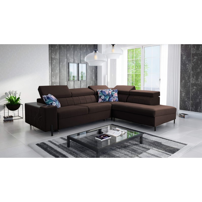 Zetta III corner sofa with sleeping function and USB port - Velvet, Jaguar 2180 Zetta III corner sofa with sleeping function and USB port - Velvet, Jaguar 2180