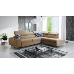 Zetta III corner sofa with sleeping function and USB port - Velvet, Jaguar 2176