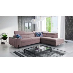 Zetta III corner sofa with sleeping function and USB port - Velvet, Jaguar 2171