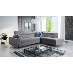 Zetta III corner sofa with sleeping function and USB port - Velvet, Jaguar 2167