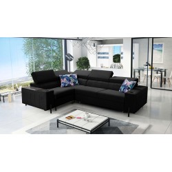 Zetta II corner sofa with a sleeping function, bar, storage for bedding, and USB port - Velvet, Jaguar 2183