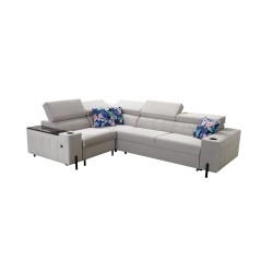 Zetta II corner sofa with sleeping function, bar, storage for bedding, and USB port - Velvet, Jaguar 2176 Zetta II corner sofa with sleeping function, bar, storage for bedding, and USB port - Velvet, Jaguar 2176