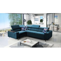 Zetta II corner sofa with sleeping function, bar, bedding storage, and USB port - Velvet, Jaguar 2175