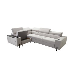 Zetta II corner sofa with sleeping function, bar, bedding storage, and USB port - Velvet, Jaguar 2175 Zetta II corner sofa with sleeping function, bar, bedding storage, and USB port - Velvet, Jaguar 2175