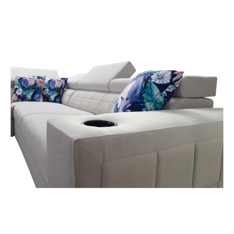 Zetta II corner sofa with sleeping function, bar, bedding storage, and USB port - Velvet, Jaguar 2175 Zetta II corner sofa with sleeping function, bar, bedding storage, and USB port - Velvet, Jaguar 2175