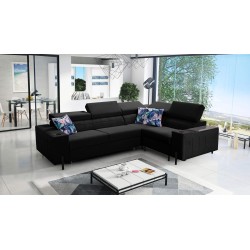 Zetta II corner sofa with a sleeping function, bar, storage for bedding, and USB port - Velvet, Jaguar 2183