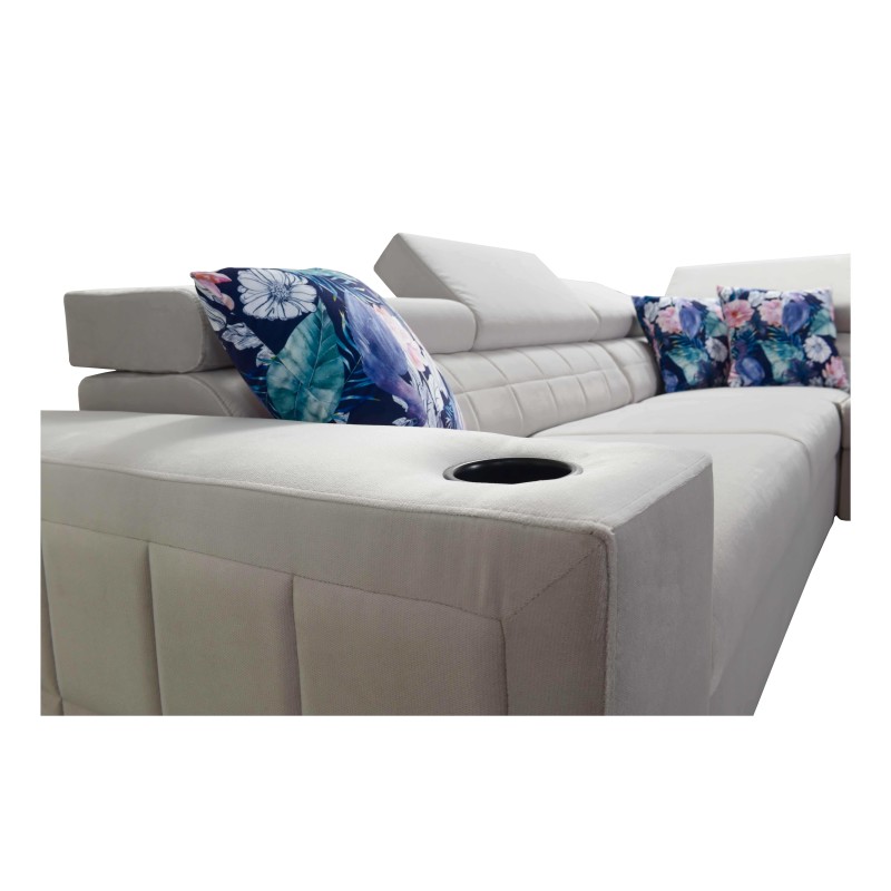 Zetta II corner sofa with sleeping function, bar, storage for bedding, and USB port - Velvet, Jaguar 2176 Zetta II corner sofa with sleeping function, bar, storage for bedding, and USB port - Velvet, Jaguar 2176