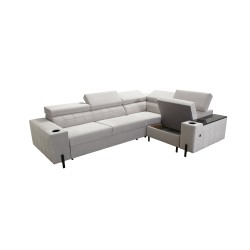 Zetta II corner sofa with sleeping function, bar, bedding storage, and USB port - Velvet, Jaguar 2175 Zetta II corner sofa with sleeping function, bar, bedding storage, and USB port - Velvet, Jaguar 2175