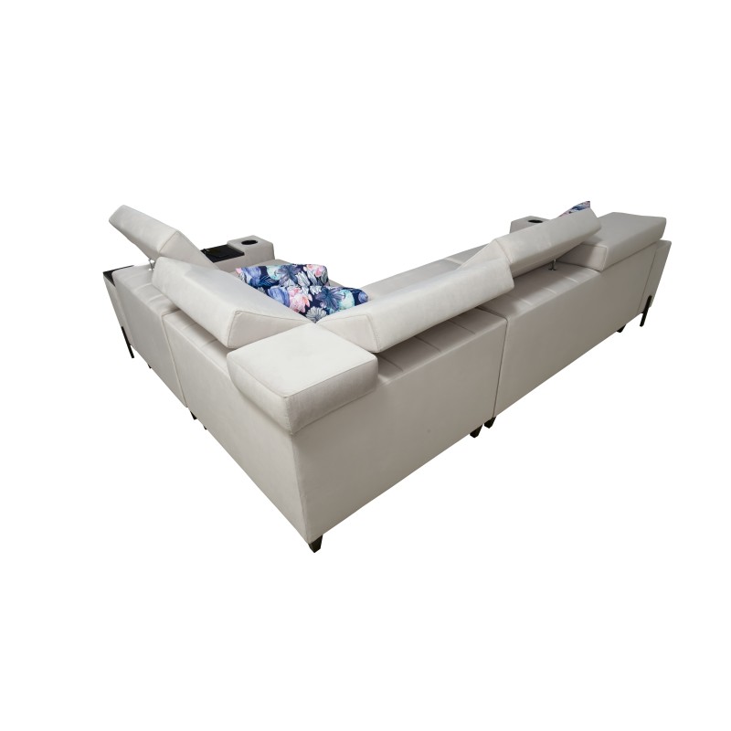 Zetta II corner sofa with sleeping function, bar, bedding storage, and USB port - Velvet, Jaguar 2175 Zetta II corner sofa with sleeping function, bar, bedding storage, and USB port - Velvet, Jaguar 2175