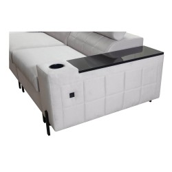 Zetta II corner sofa with sleeping function, bar, bedding storage, and USB port - Velvet, Jaguar 2175 Zetta II corner sofa with sleeping function, bar, bedding storage, and USB port - Velvet, Jaguar 2175