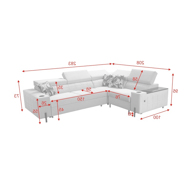 Zetta II corner sofa with sleeping function, bar, bedding storage, and USB port - Velvet, Jaguar 2175 Zetta II corner sofa with sleeping function, bar, bedding storage, and USB port - Velvet, Jaguar 2175