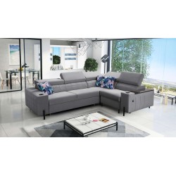Zetta II corner sofa with a sleeping function, bar, storage for bedding, and USB port - Velvet, Jaguar 2167