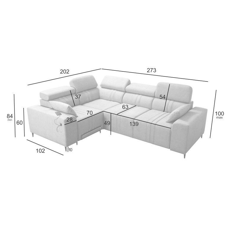 Narożnik Verona II Mix z funkcją spania oraz funkcją relax manualna tkanina Vena 8 Narożnik Verona II Mix z funkcją spania oraz funkcją relax manualna tkanina Vena 8