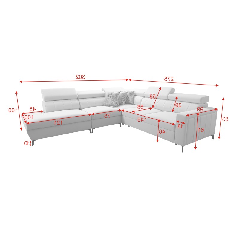 Arco VIII corner sofa with sleeping function and adjustable headrests Arco VIII corner sofa with sleeping function and adjustable headrests