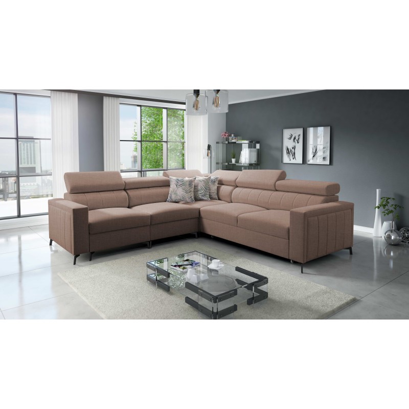 Arco IV Corner Sofa with Sleeping Function, Plecionka Fabric, Sawana 25 - Elegance and Functionality Arco IV Corner Sofa with Sleeping Function, Plecionka Fabric, Sawana 25 - Elegance and Functionality