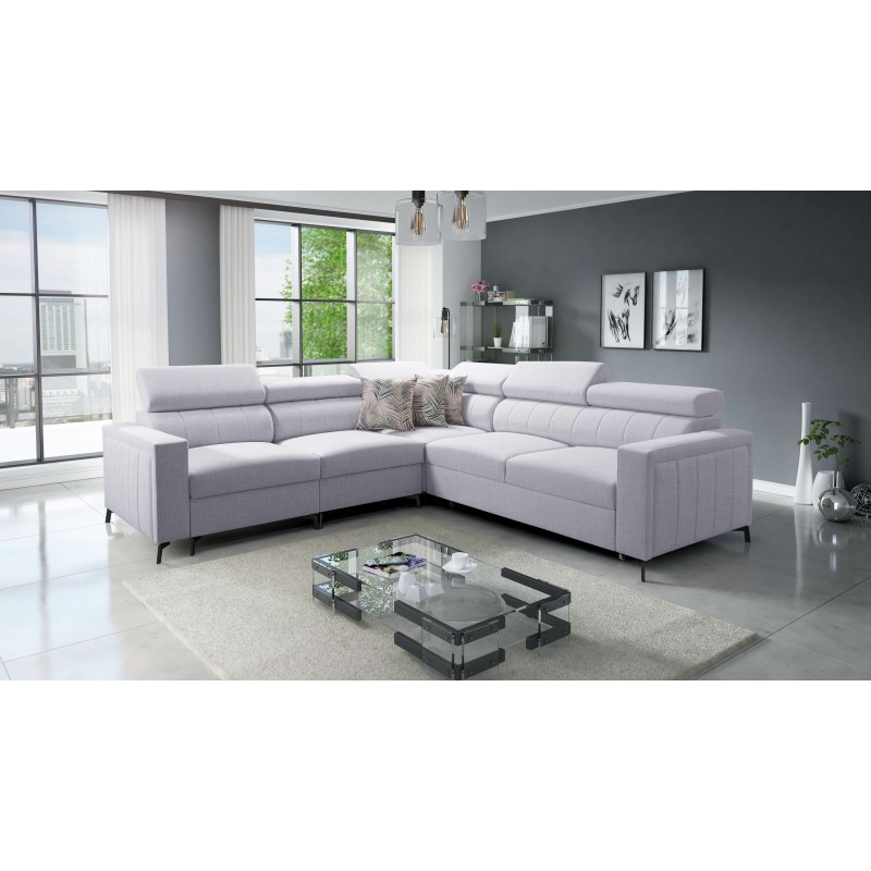 Arco IV corner sofa with sleeping function, Plecionka fabric, Sawana 84 - elegance and functionality Arco IV corner sofa with sleeping function, Plecionka fabric, Sawana 84 - elegance and functionality