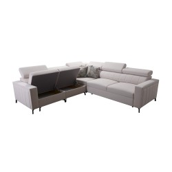 Narożnik Arco IV z funkcją spania, tkanina Plecionka, Sawana 80 + Ecoskóra - elegancja i funkcjonalność