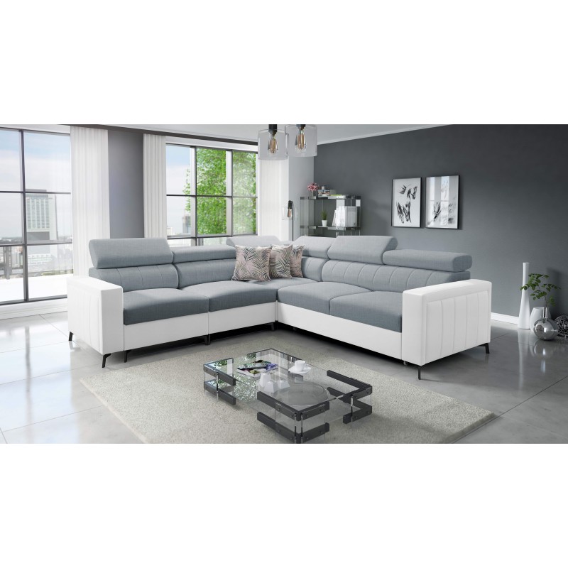 Arco IV Corner Sofa with Sleeping Function, Fabric Weave, Sawana 72 + Eco-leather - Elegance and Functionality