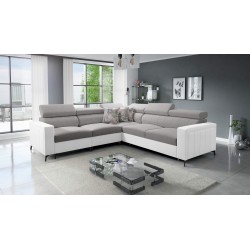 Arco IV Corner Sofa with Sleeping Function, Weave Fabric, Sawana 11 + Eco-leather - Elegance and Functionality