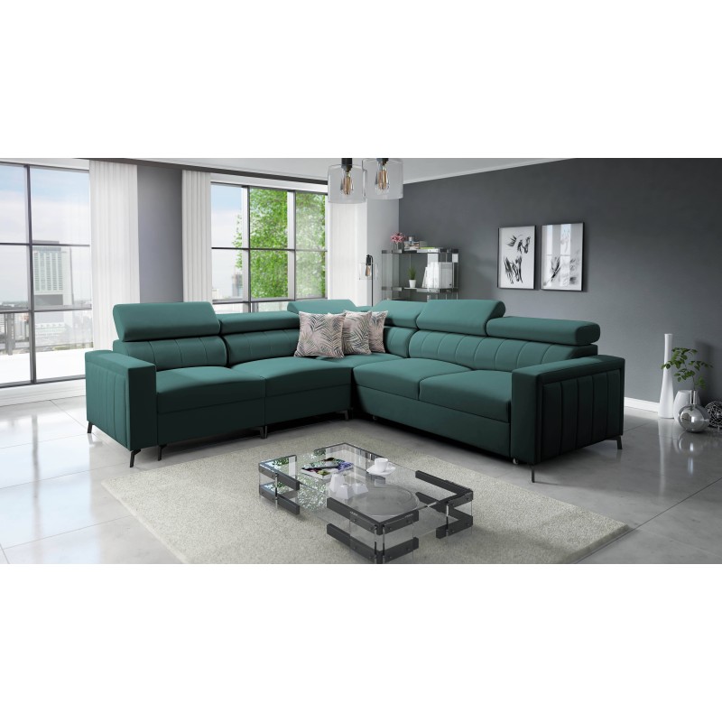 Arco IV Corner Sofa with Sleeping Function, Velvet Fabric, Mono 238 - Elegance and Functionality Arco IV Corner Sofa with Sleeping Function, Velvet Fabric, Mono 238 - Elegance and Functionality