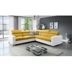 Arco IV Corner Sofa with Sleeping Function, Velvet Fabric, Mono 236 + Eco-leather - Elegance and Functionality