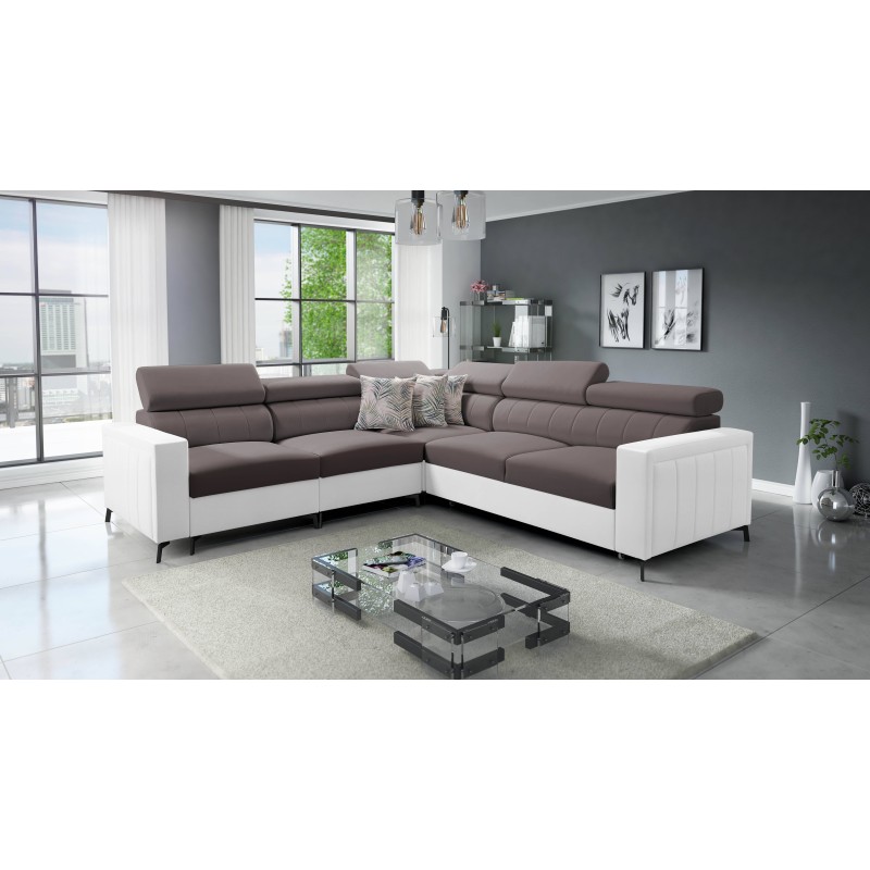 Arco IV corner sofa with sleeping function, Velvet fabric, Mono 234 + Eco-leather - elegance and functionality Arco IV corner sofa with sleeping function, Velvet fabric, Mono 234 + Eco-leather - elegance and functionality