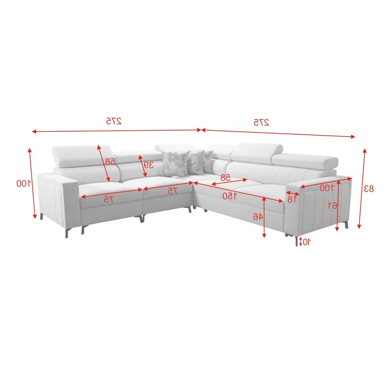 Arco IV Corner Sofa with Sleeping Function, Velvet Fabric, Mono 234 - Elegance and Functionality Arco IV Corner Sofa with Sleeping Function, Velvet Fabric, Mono 234 - Elegance and Functionality