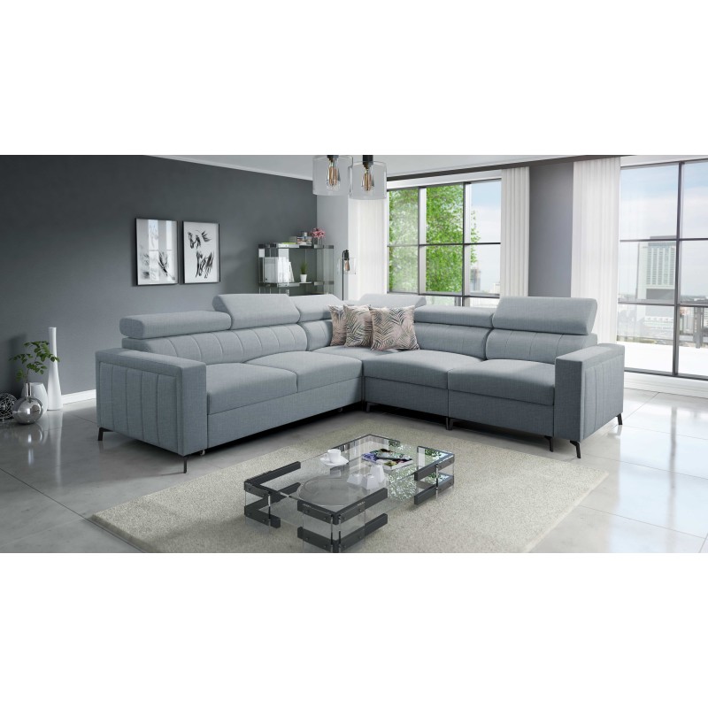 Arco IV corner sofa with sleeping function, Plecionka fabric, Sawana 72 - elegance and functionality Arco IV corner sofa with sleeping function, Plecionka fabric, Sawana 72 - elegance and functionality